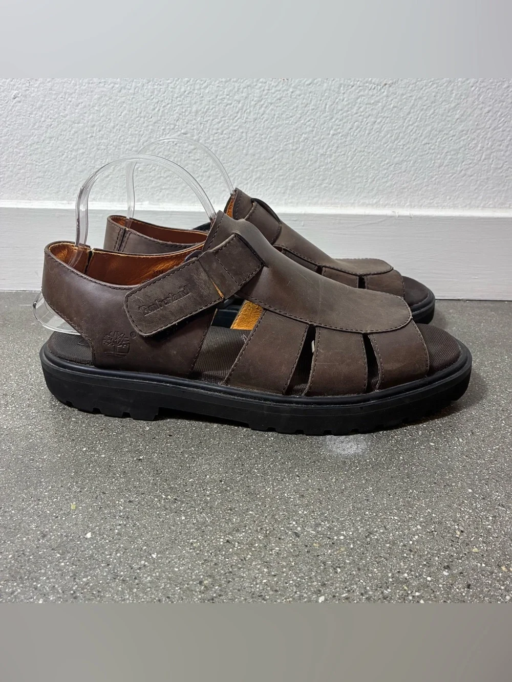 Timberland Men’s Brown Leather Fisherman Sandals Size 11M Outdoor Comfort